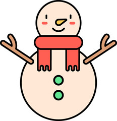 Canvas Print - Isolated Snowman Wearing Scarf Icon In Flat Style.