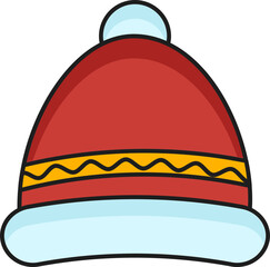 Wall Mural - Isolated Colorful Woolen Hat Flat Icon In Flat Style.