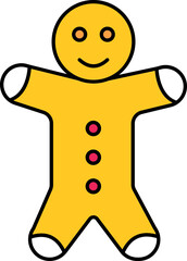 Sticker - Yellow Gingerbread Man Icon In Flat Style.