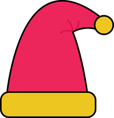 Poster - Isolated Santa Claus Hat Icon In Pink And Yellow Color.