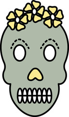 Wall Mural - Illustration Of Sugar Skull Grey And Yellow Icon.