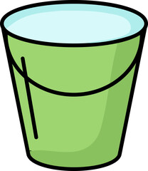 Sticker - Bucket Icon In Blue And Green Color.