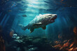 Predator fish with under water view