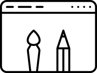 Poster - Website Editing Or Drawing Icon In Black Line Art.