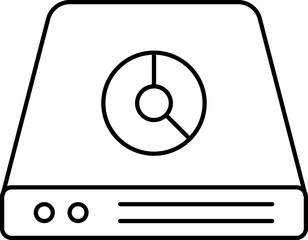 Sticker - Flat Style Cd Drive Icon In Black Outline.