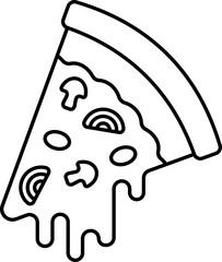 Sticker - Pizza Slice Icon In Black Line Art.