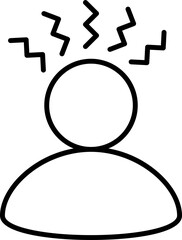 Sticker - Headache Man Icon In Black Outline.