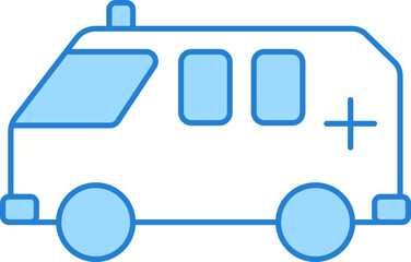 Canvas Print - Flat Style Ambulance Blue And White Icon.