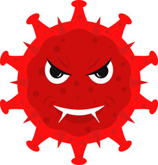 Sticker - Red Evil Virus Emoji Icon In Flat Style.