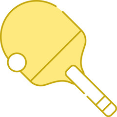 Sticker - Table Tennis Bat With Ball Yellow And White Icon.