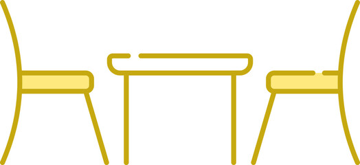 Sticker - Couple Table With Chair Yellow And White Icon.