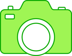 Sticker - Flat Style Camera Green And White Icon.