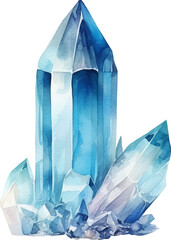 Wall Mural - Watercolor crystal gem drawing isolated on white background