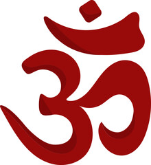 Sticker - Illustration Of Hindi Font Ohm Icon In Red Color.