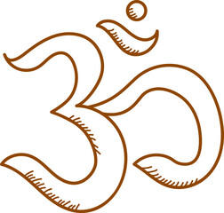 Wall Mural - Illustration Of Brown Colour Om Hindi Letter Icon Or Symbol.