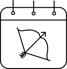 Sticker - Isolated Calendar With Arrow Bow Symbol Icon In Black Outline.