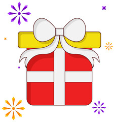 Poster - Isolated Sticker Of Gift Box With Stars White Background.