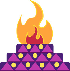 Sticker - Flat Style Fire Pit (Yajna) Colorful Icon.