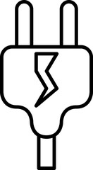 Sticker - Power Plug Icon In Black Line Art.