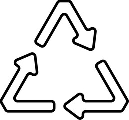 Wall Mural - Recycling Triangle Arrow Icon In Black Line Art.