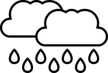 Sticker - Rain Clouds Icon In Black Outline.