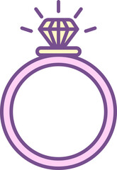 Sticker - Purple Color Diamond Ring Icon.