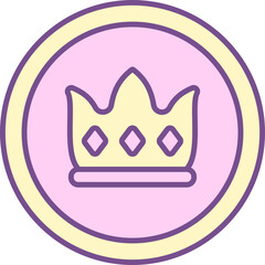 Poster - Crown Button Icon In Purple And Yellow Color.