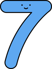 Poster - Seven (7) Smiley Cartoon Number Icon In Blue Color