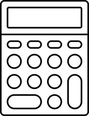 Black Outline Illustration Of Calculator Icon.