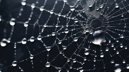 Poster - spider's web with water droplets.