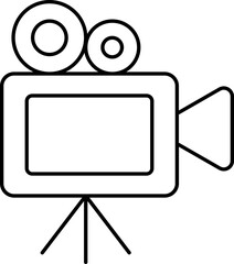 Canvas Print - Video Camera On Tripod Icon In Black Outline.