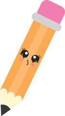 Sticker - Kissing Pencil Cartoon Icon In Flat Style.