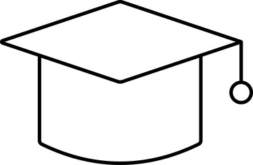 Wall Mural - Black Line Art Illustration Of Graduation Cap Icon.