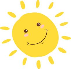 Poster - Cute Smiley Sun Cartoon Vector.