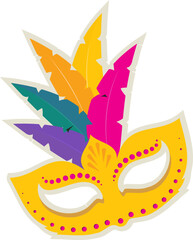 Sticker - Feather Masquerade Mask Element In Colorful.