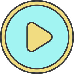 Sticker - Play Button Icon In Yellow And Turquoise Color.