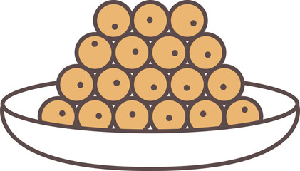 Poster - Bitterballen Snack Plate Icon In Brown And Gray Color.