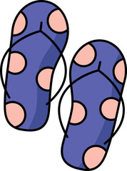 Sticker - Dotted Flip Flops Icon In Pink And Navy Blue Color.