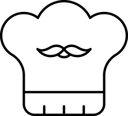 Sticker - Isolated Chef Hat Icon in Black Line Art.