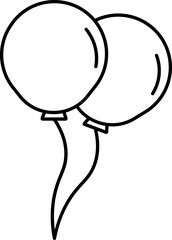 Sticker - Black Linear Style Two Bunch Balloon Icon.