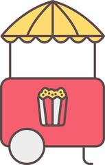 Sticker - Illustration Of Popcorn Food Cart Icon In Red And Yellow Color.