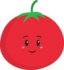 Sticker - Smiley Tomato Cartoon In Flat Style.