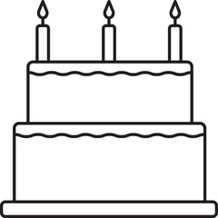 Poster - Burning Candles In Two Layer Cake Black Outline Icon.