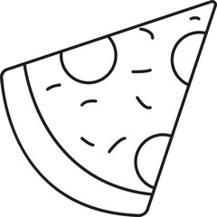 Sticker - Black Outline Illustration Of Pizza Slice Icon.