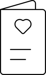 Wall Mural - Isolated Heart Symbol Card Black Outline Icon.