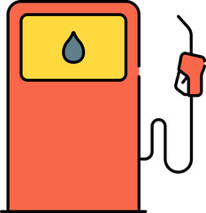 Sticker - Orange And Yellow Gasoline Station Flat Icon.