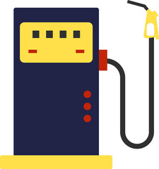 Canvas Print - Yellow And Blue Gasoline Pump Flat Icon.