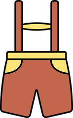 Sticker - Lederhosen Costume Icon In Yellow And Brown Color.