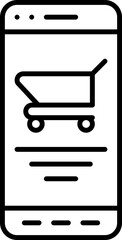 Poster - Linear Style Shopping Cart Inside Smartphone Screen Icon.