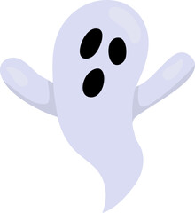 Sticker - Flat Halloween Character Of Cute Ghost Cartoon Icon.